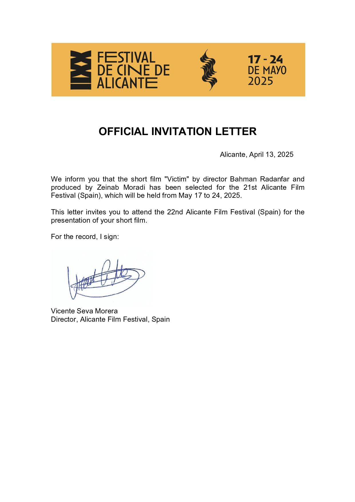 Recognition Beyond Selection: Alicante Invites Bahman Radan and Sara Moradi to 22nd Edition